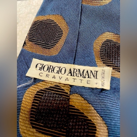 Vintage Giorgio Armani Slate Blue & Beige Silk Tie - Picture 2 of 7